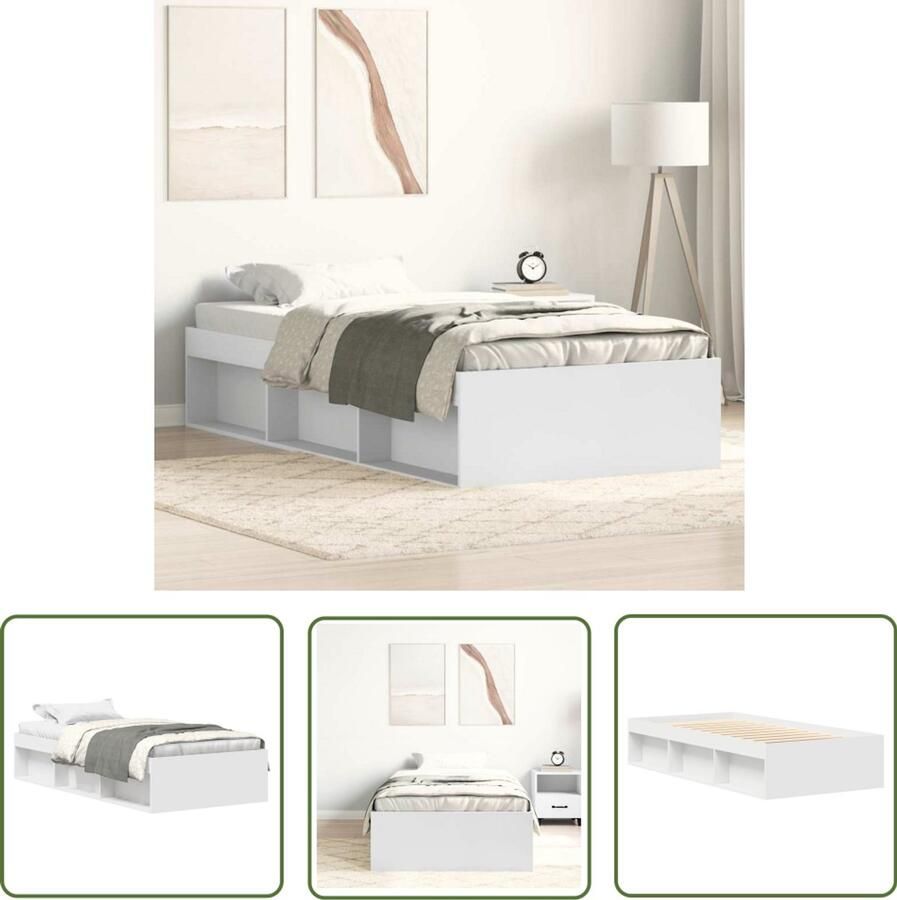 The Living Store Bedframe Houten Logeerbed 203 x 93 x 35 cm Wit Houten Bed Frame Tweepersoons Bed Enkel Bed Wit Bed Met Lade