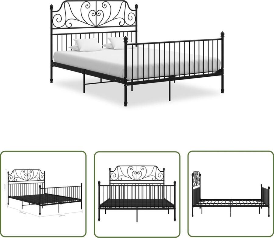 The Living Store Bedframe metaal zwart 140x200 cm Bedframe Bed Frame Bed Frames Bed Bedden Metalen Bedframe Metalen Bedframes 2-persoonsbed 2