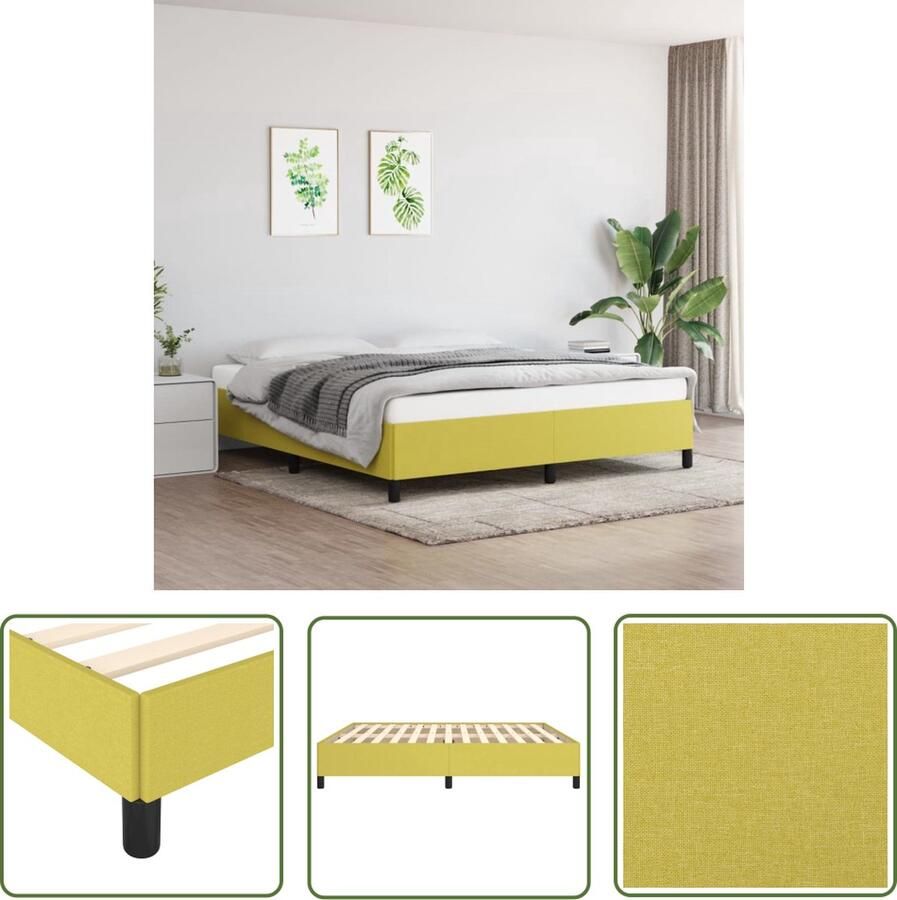 The Living Store Bedframe Groen 203x163x35 cm Ademend en Duurzaam Stabiele Poten Multiplex Lattenbodem Slaapcomfort Tweepersoons Bed Houten Bed Frame Bed Frame Groen Bed Frame Online Kopen