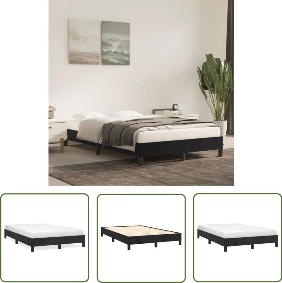 VidaXL Bedframe zonder matras 120x190 cm fluweel zwart Bedframe Tweepersoonsbed Boxspring Zwarte Bedbank Design Bed