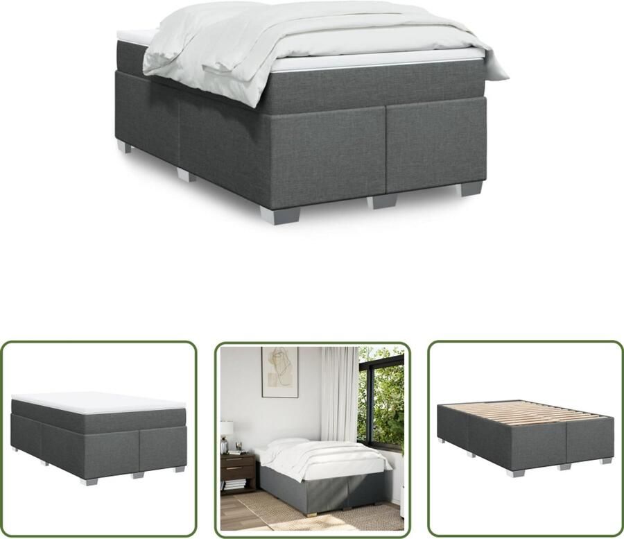 The Living Store Boxspring met matras stof donkergrijs 120x190 cm Boxspring Tweepersoonsbed Donker Grijs Bed Boxspring Kopen Matras