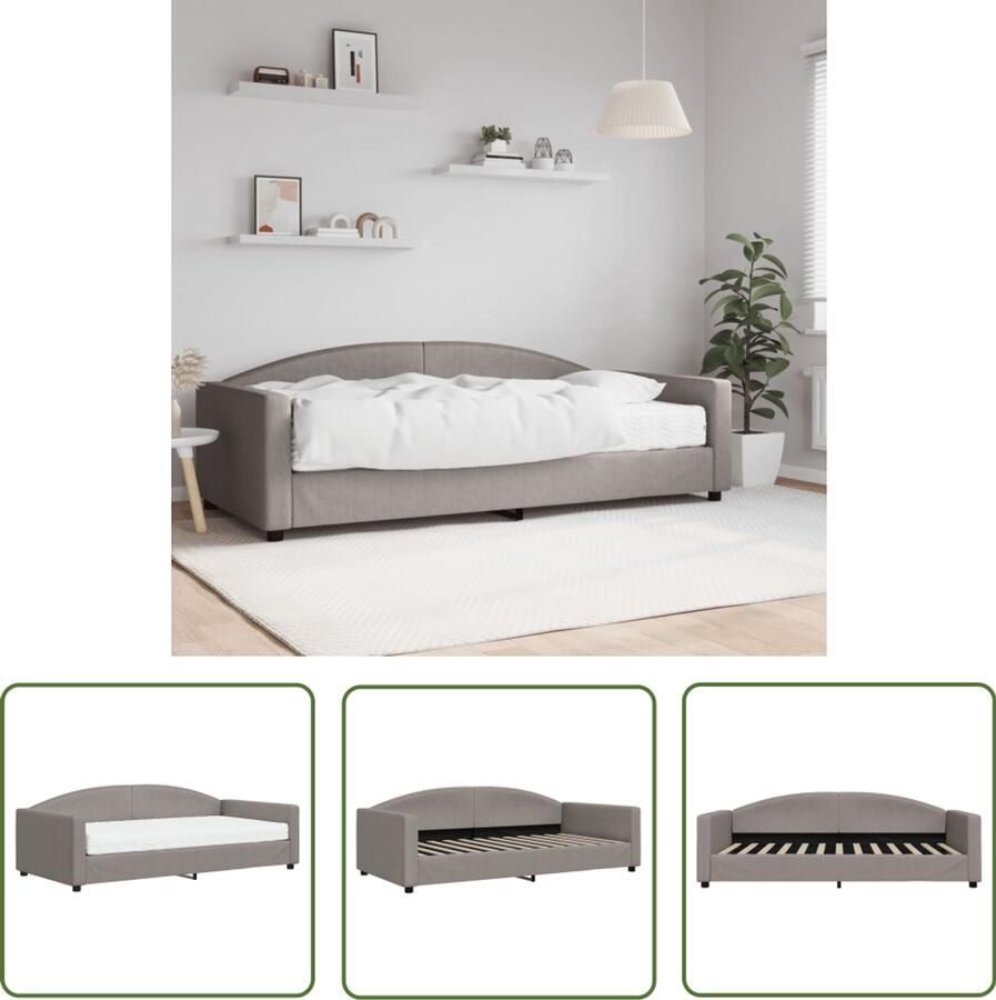 The Living Store Slaapbank met matras 100x200 cm stof taupe Slaapbank Tweepersoonsbed Bankstel Lounge Sofa Multifunctioneel Meubilair
