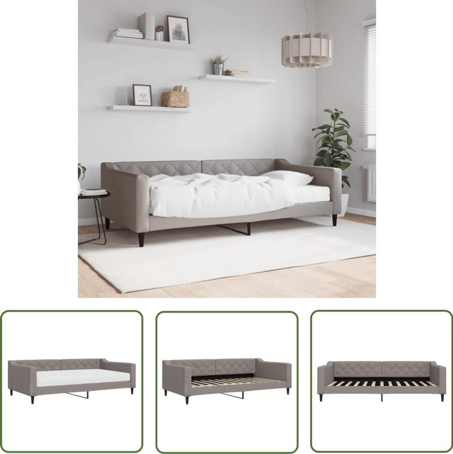 The Living Store Slaapbank met matras 100x200 cm stof taupe Slaapbank Tweepersoonsbed Sofa Bed Multifunctioneel Meubilair Taupecleur