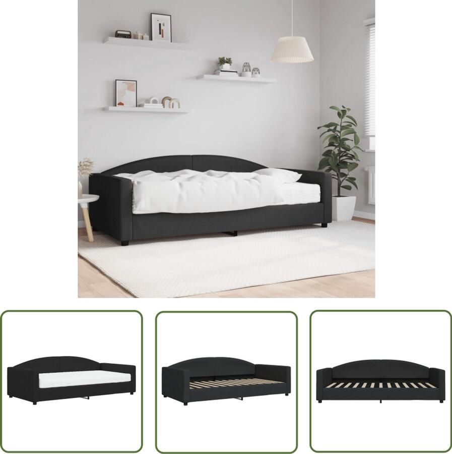 The Living Store Slaapbank met matras 100x200 cm stof zwart Slaapbank Tweepersoonsbed Zitzitting Sofa Bed Meubels