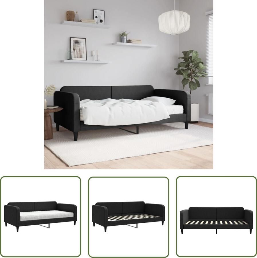The Living Store Slaapbank 2-in-1 Zwart 223 x 110 x 75 cm Schuimmatras Slaapbank Tweepersoonsbed Zwarte Slaapbank Multifunctioneel Meubilair Sofa Bed