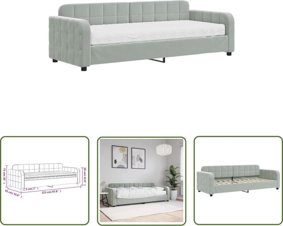 The Living Store Slaapbank Praktische Veelzijdige Lichtgrijs 223x91x71cm Slaapbank Tweepersoonsbed Sofa Bed Lounge Meubilair Design Bank - Foto 2