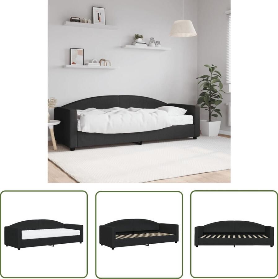 The Living Store Slaapbank 2-in-1 223 x 90 x 75 cm Zwart Schuimmatras Duurzame stof Slaapbank Tweepersoonsbed Sofa Bed Multifunctioneel Meubilair Design Bank