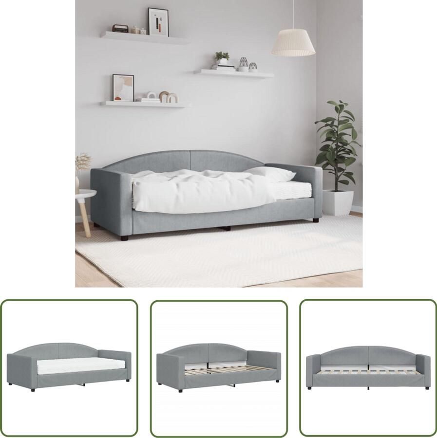 The Living Store Slaapbank met matras 90x190 cm stof lichtgrijs Slaapbank Tweepersoonsbed Sofa Bed Meubels Living Room Furniture