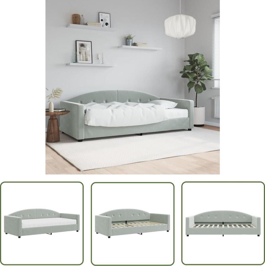 The Living Store Slaapbank 2-in-1 Lichtgrijs 222x100x75 Comfortabel Fluweel Slaapbank Tweepersoonsbed Sofa Bed Lounge Bank Comfortabele Bank