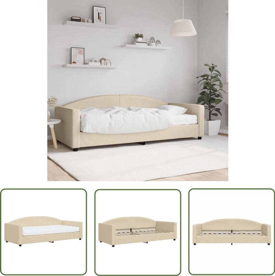 The Living Store Slaapbank met matras 90x200 cm stof crèmekleurig Slaapbank Tweepersoonsbed Sofa Bed Multifunctioneel Meubilair Creme Kleurtje