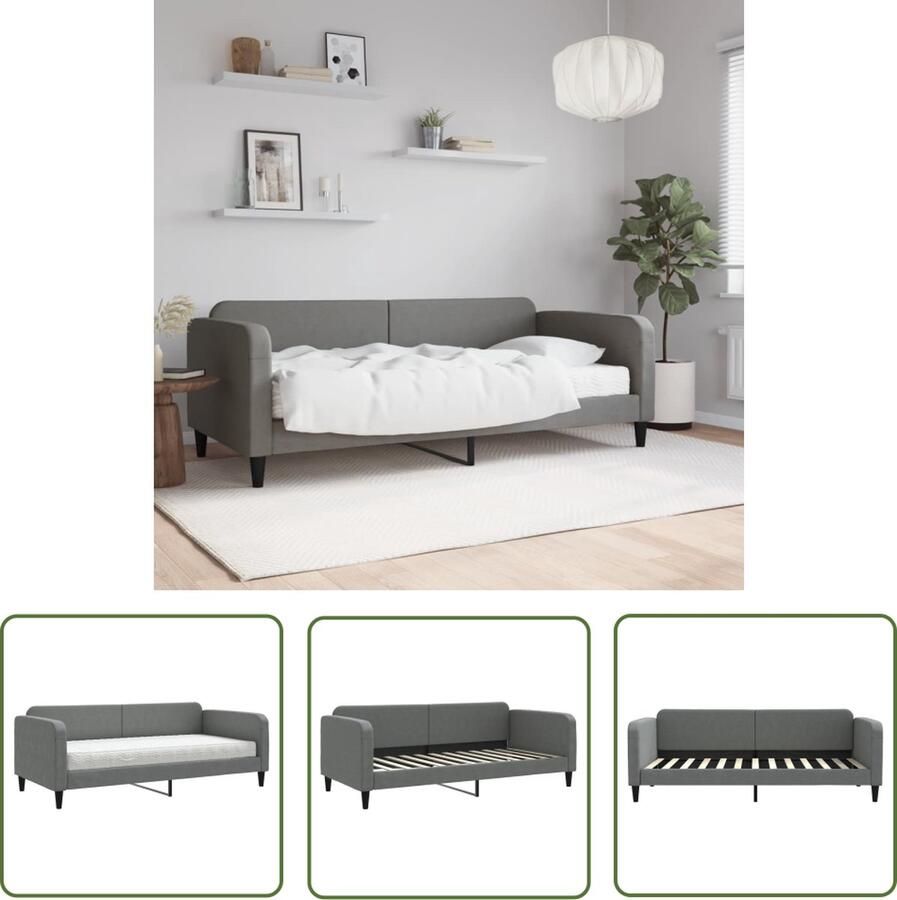 The Living Store Slaapbank 2-in-1 Donkergrijs 223x100x75 cm Comfortabel schuimmatras Duurzame stof Solide constructie Slaapbank Tweepersoonsbed Donkere Meubels Comfortabele Stoffen Multifunctioneel Meubel