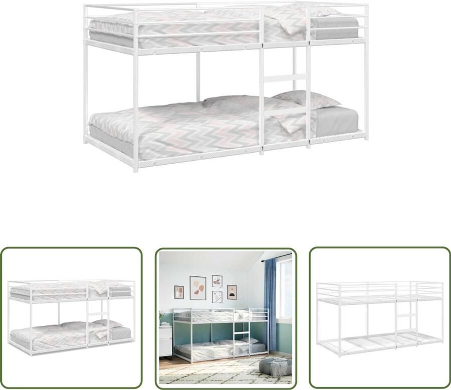 VidaXL Stapelbed zonder matras 100x200 cm staal wit Stapelbed Tweepersoonsbed Loftbed Kidsbed Jeugdbed