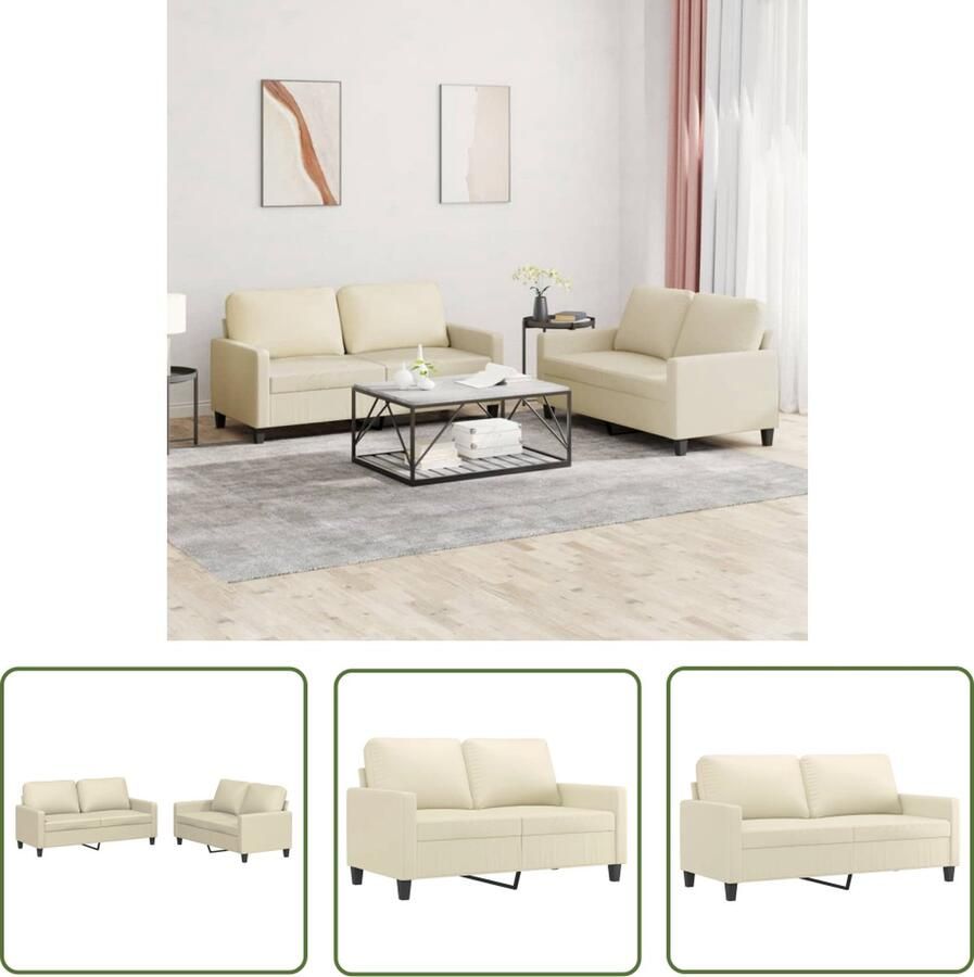 The Living Store Loungeset Kunstleer 2-Zitsbank Crème 138 x 77 x 80 cm Duurzaam en Comfortabel Loungeset Tweezetels Bankstellen Creme Kleur Kunstleder