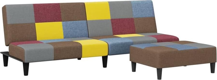The Living Store Slaapbank 2-zits met voetenbank patchwork stof Slaapbank Tweezitter Sofa Bed Logement Slaapkamer Meubilair