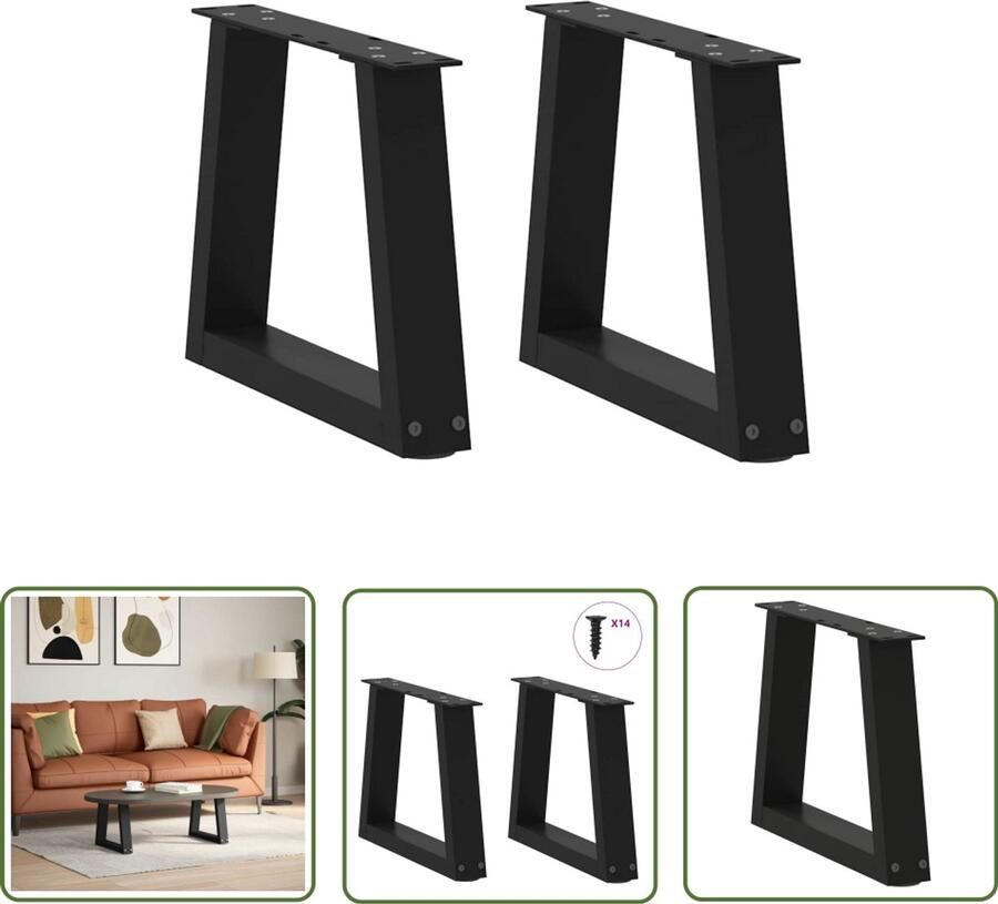 The Living Store Eettafelpoten 2 st V-vormig 40x(30-31 3) cm staal zwart Eettafelpoten V-vormige Poten Metalen Tafelpoten Zwarte Tafelpoten Eettafel Onderstel