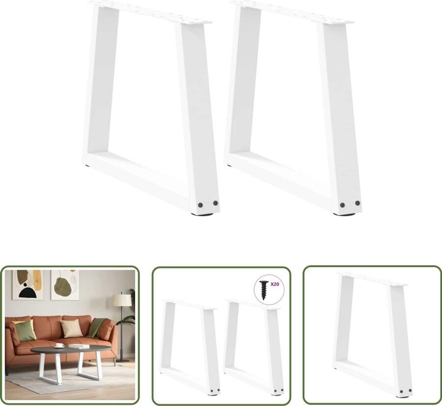 The Living Store Eettafelpoten 2 st V-vormig 50x(42-43 3) cm staal wit Eettafelpoten V-vormige Poten Metalen Tafelpoten Witte Tafelpoten Eettafel Onderstel