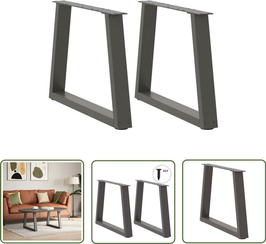 The Living Store Eettafelpoten 2 st V-vormig 60x(42-43 3) cm staal antraciet Eettafelpoten V-vormige Poten Metalen Poten Eettafel Onderstel Salontafels