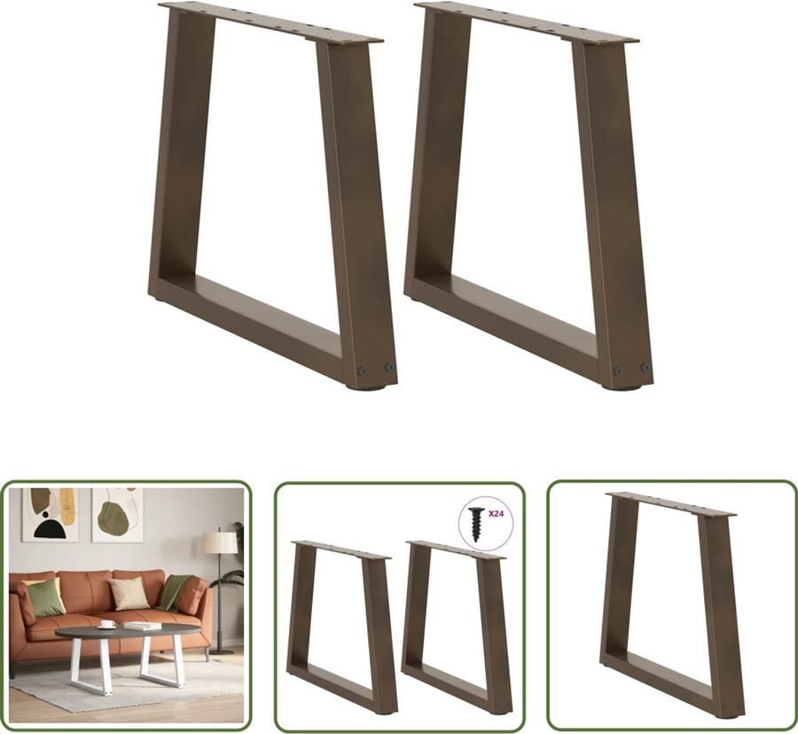 The Living Store Eettafelpoten 2 st V-vormig 60x(42-43 3) cm staal naturel Eettafelpoten V-vormige Poten Metalen Tafelpoten Eettafel Onderstel Tafelpoten Set