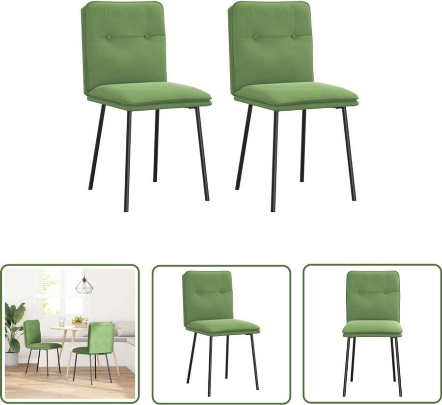 The Living Store Eetkamerstoelen 2 st fluweel lichtgroen Eetkamerstoel Velours Stoel Groene Stoel Luxe Stoel Comfortabele Stoel