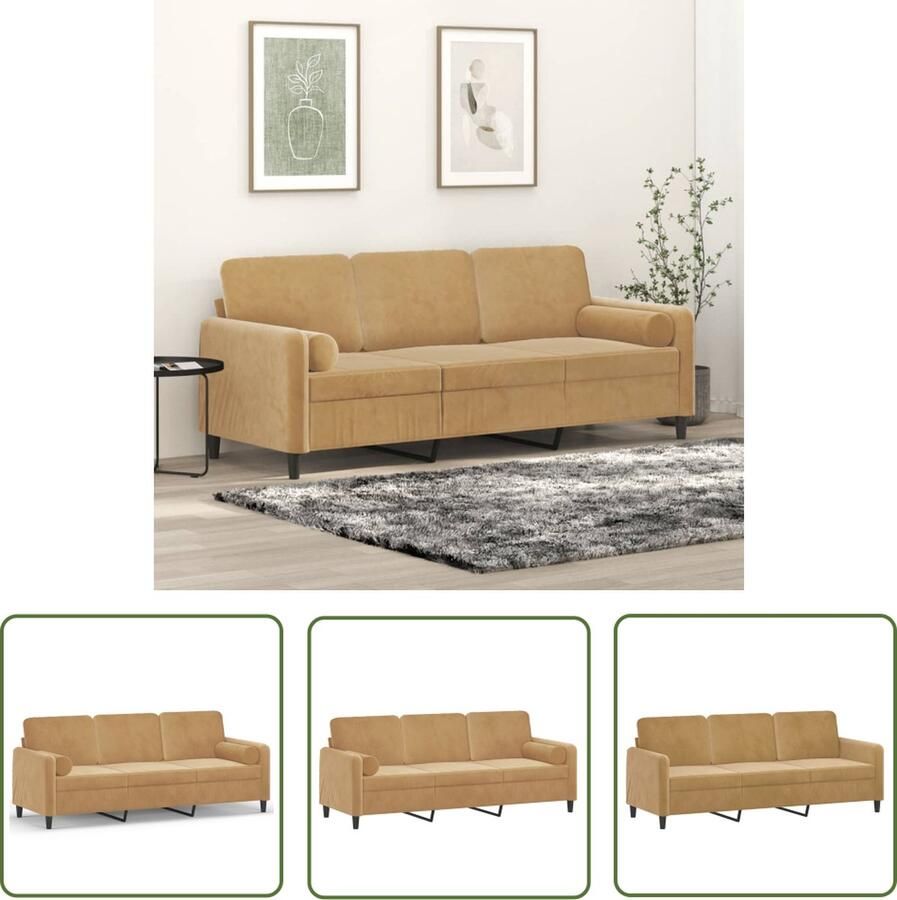 The Living Store 3-zitsbank Fluweel Bruin 198 x 77 x 80 cm Stevig metalen frame Bruine Bank Velvet Bank Drie Zits Bank Banks Kopen Lounge Meubilair