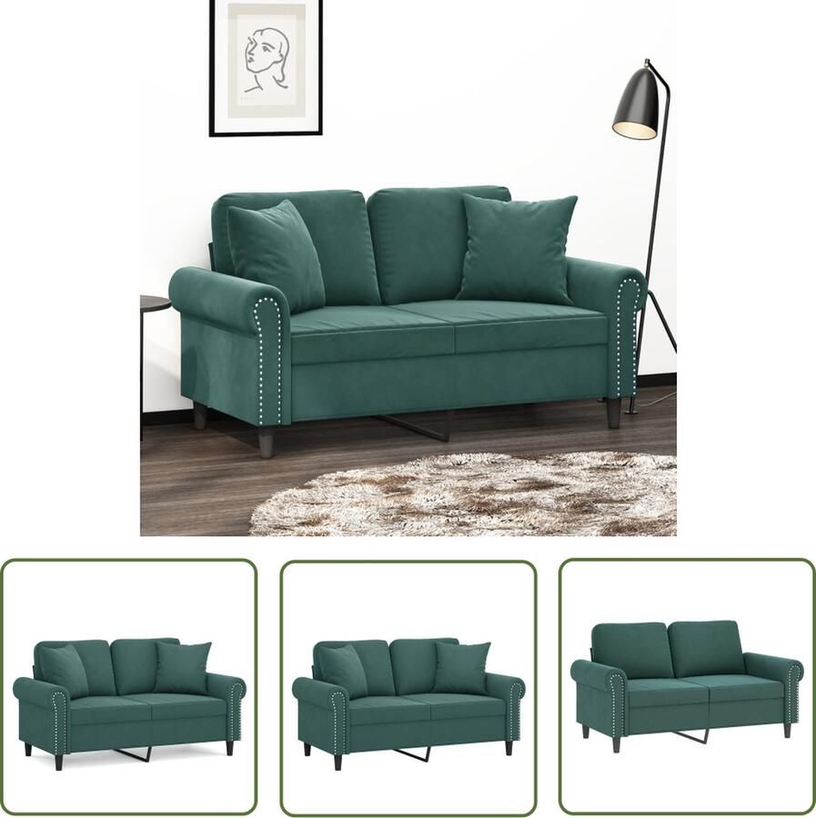 The Living Store Fluweel 2-zitsbank 152 x 77 x 80 cm Donkergroen Comfortabele zitervaring Tweezitsbank Velvet Bank Donkere Groene Bank Comfortabele Bank Banksofa