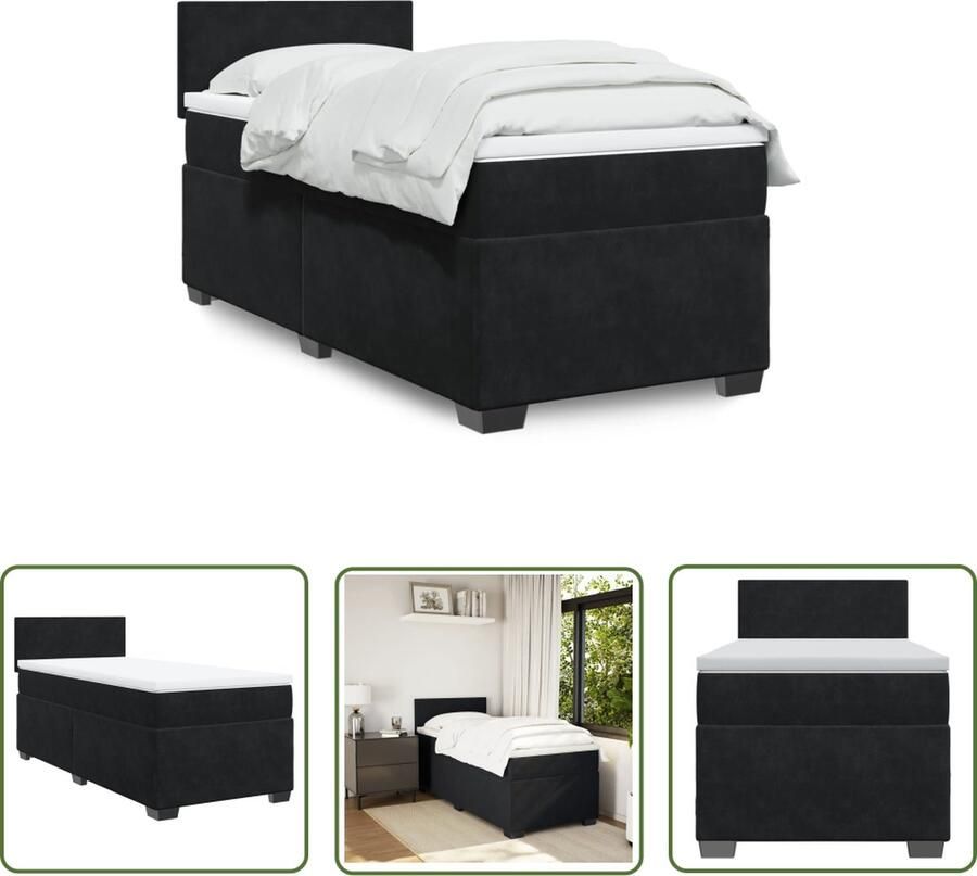 The Living Store Boxspring Bed Fluweel Pocketvering Matras 80x200 Comfortabel en Duurzaam Boxspring Bed Velvet Bed Tweepersoons Bed Slaapcomfort Boxspring Frame