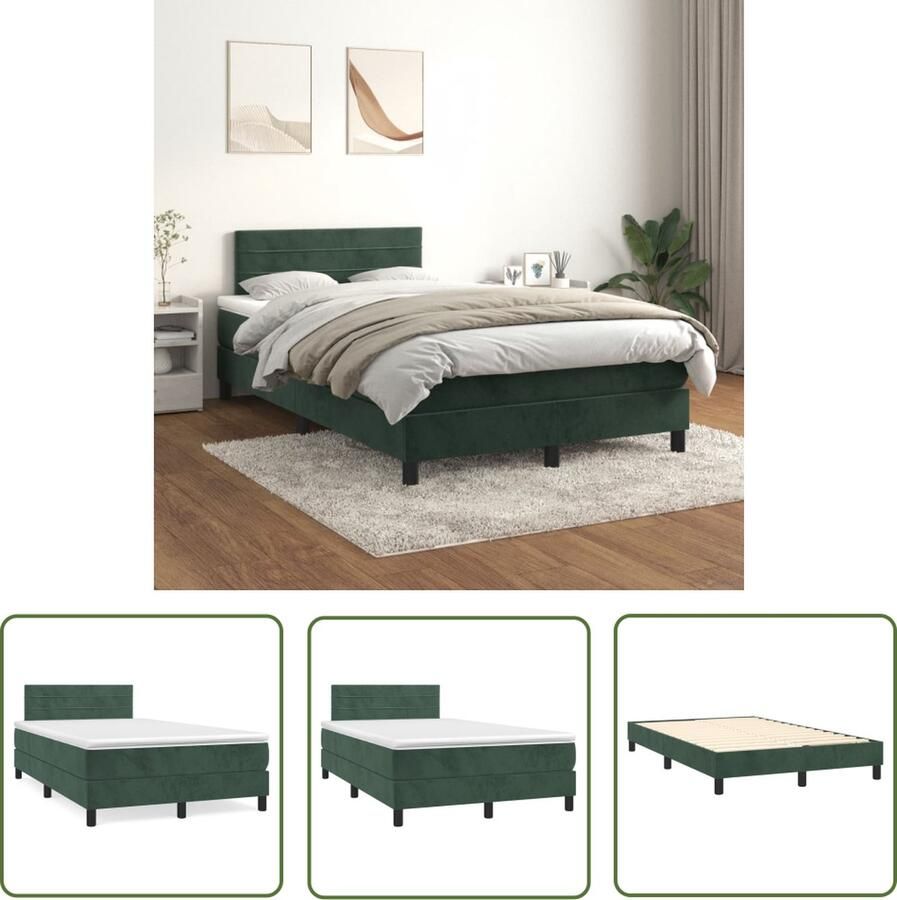 The Living Store Boxspringbed Fluweel Donkergroen 120 x 200 cm Pocketvering Boxspringbed Velvet Bed Donkere Groene Bed Tweepersoons Bed Boxspring Frame