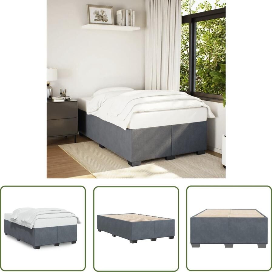 The Living Store Bedframe Donkergrijs Fluweel 200 x 120 cm Lattenbodem Stabiele Poten Donker Grijs Bed Frame Velvet Bed Frame Tweepersoons Bed Frame Boxspring Frame Stapelbare Bed Frames
