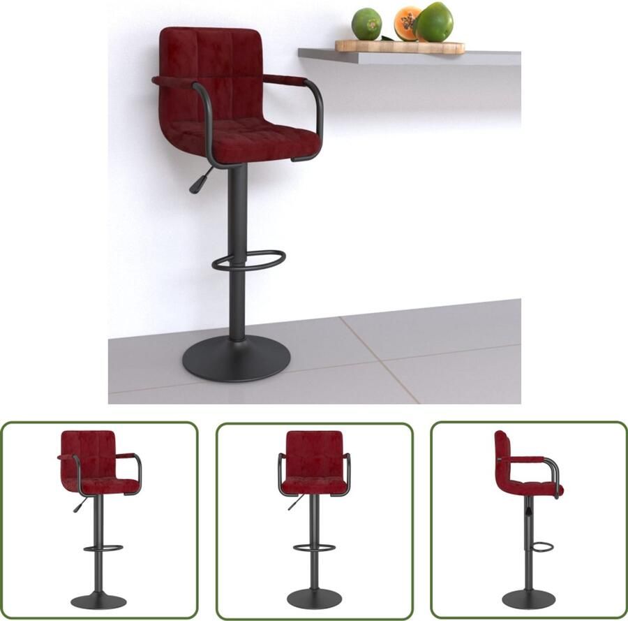 VidaXL Velvet Stoel Barstoel Barkruk fluweel wijnrood Rode Barkruk Eetkamerstoelen Lounge Stoel