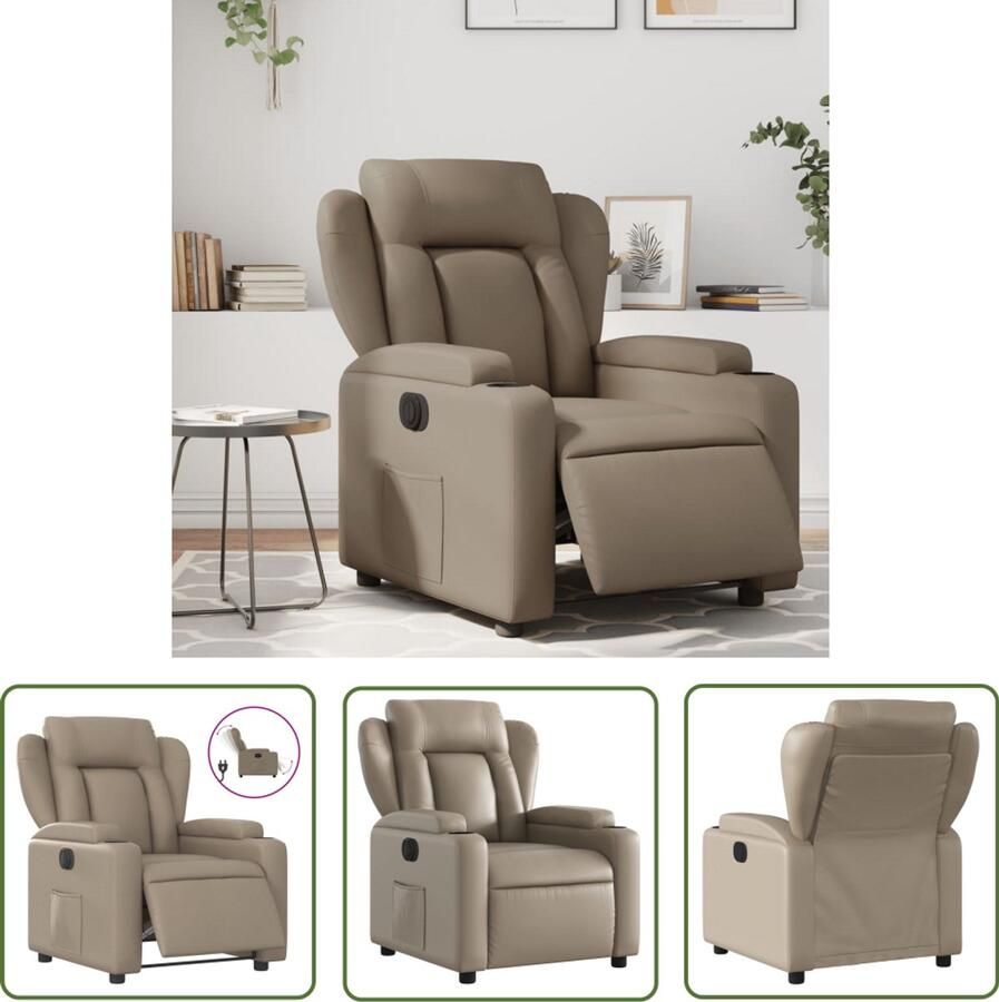The Living Store Fauteuil verstelbaar elektrisch kunstleer cappuccinokleurig Elektrische Fauteuil Loungestoel Kunstleder Fauteuil Relaxfauteuil Ergonomische Stoel