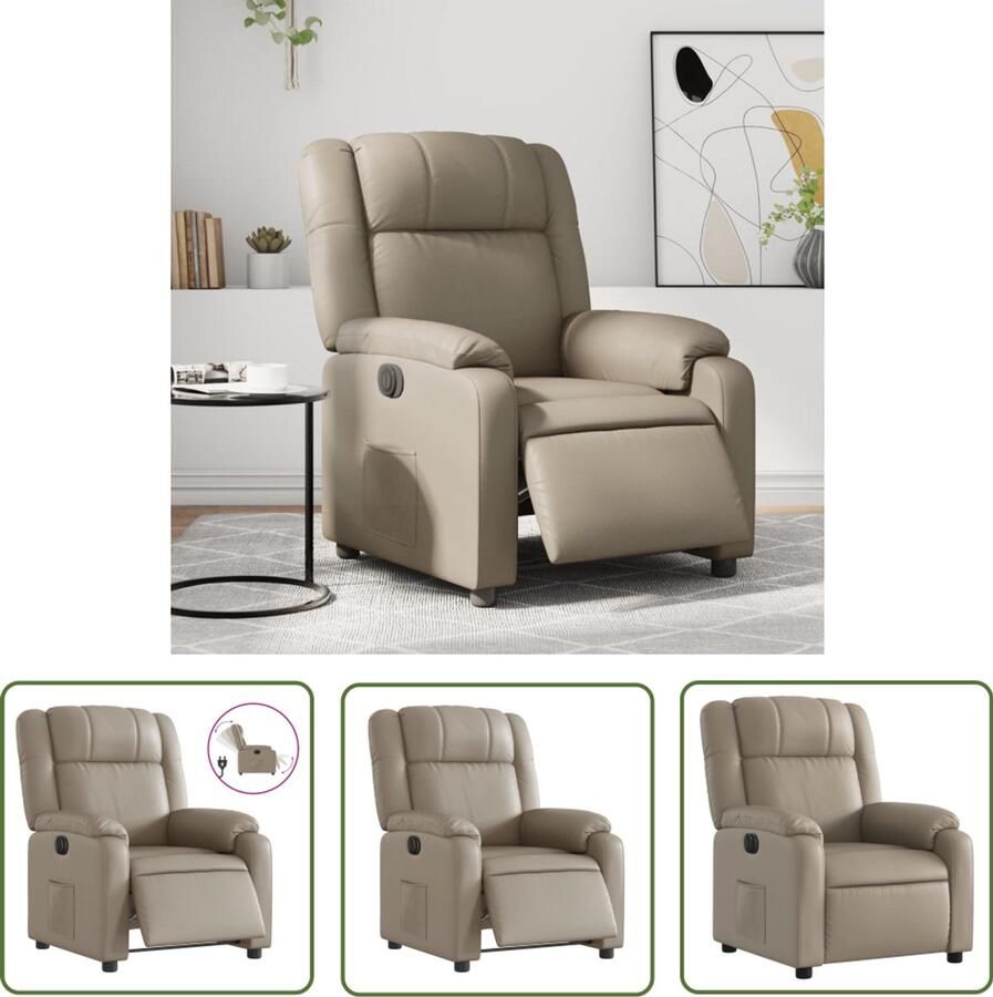 VidaXL Fauteuil verstelbaar elektrisch kunstleer cappuccinokleurig Elektrische Fauteuil Verstelbare Fauteuil Lounge Fauteuil Kapstok Bruin Fauteuil