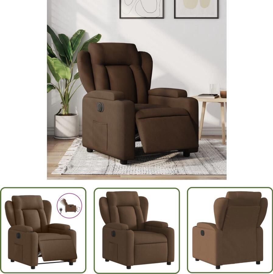 VidaXL Fauteuil verstelbaar elektrisch stof bruin Elektrische Fauteuil Verstelbare Fauteuil Lederlook Fauteuil Bruine Fauteuil Lounge Fauteuil
