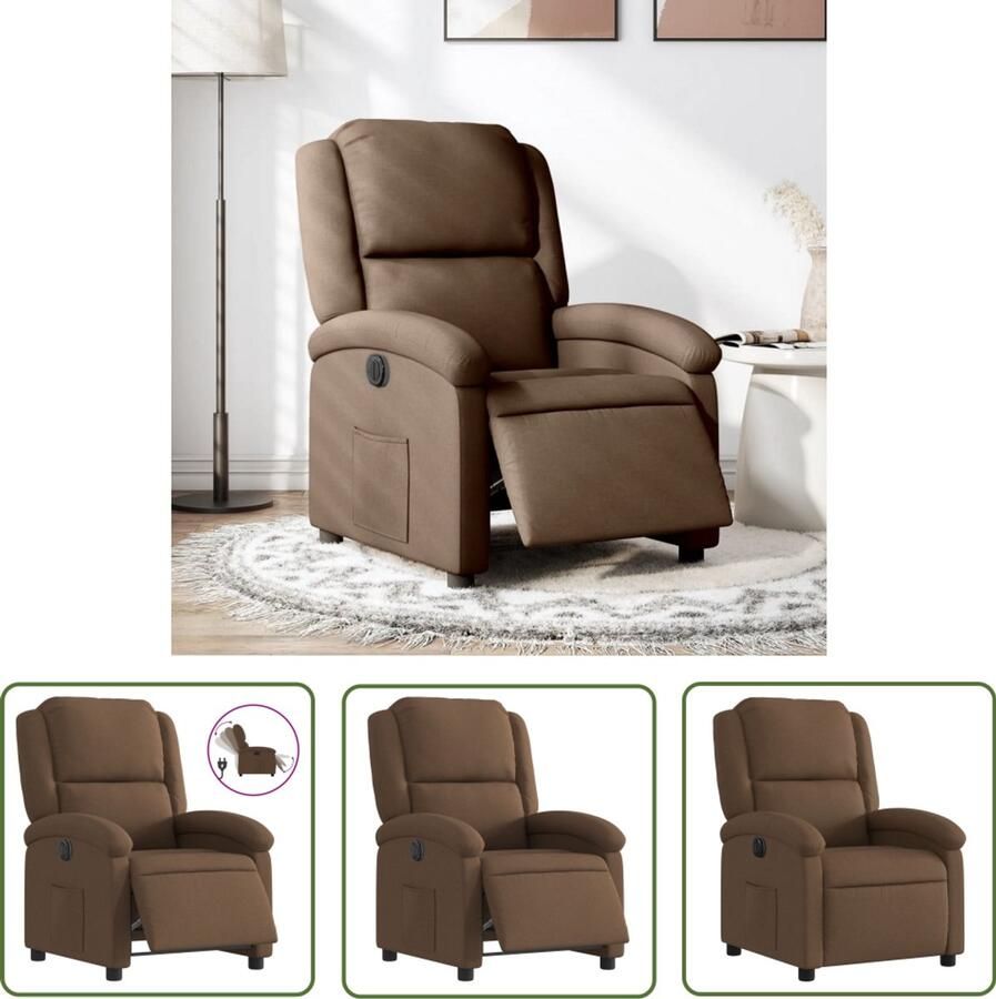 VidaXL Fauteuil verstelbaar elektrisch stof bruin Elektrische Fauteuil Verstelbare Fauteuil Lederlook Fauteuil Lounge Fauteuil Relaxfauteuil