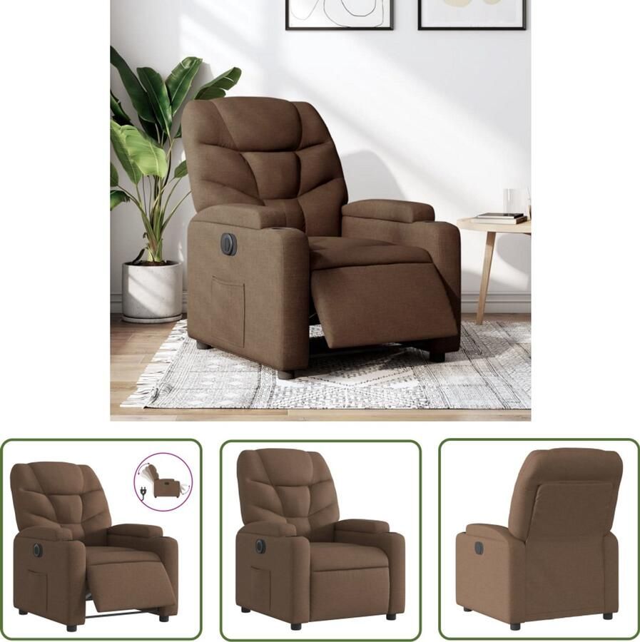 VidaXL Fauteuil verstelbaar elektrisch stof bruin Elektrische Fauteuil Verstelbare Fauteuil Lounge Stoel Relaxfauteuil Fauteuils