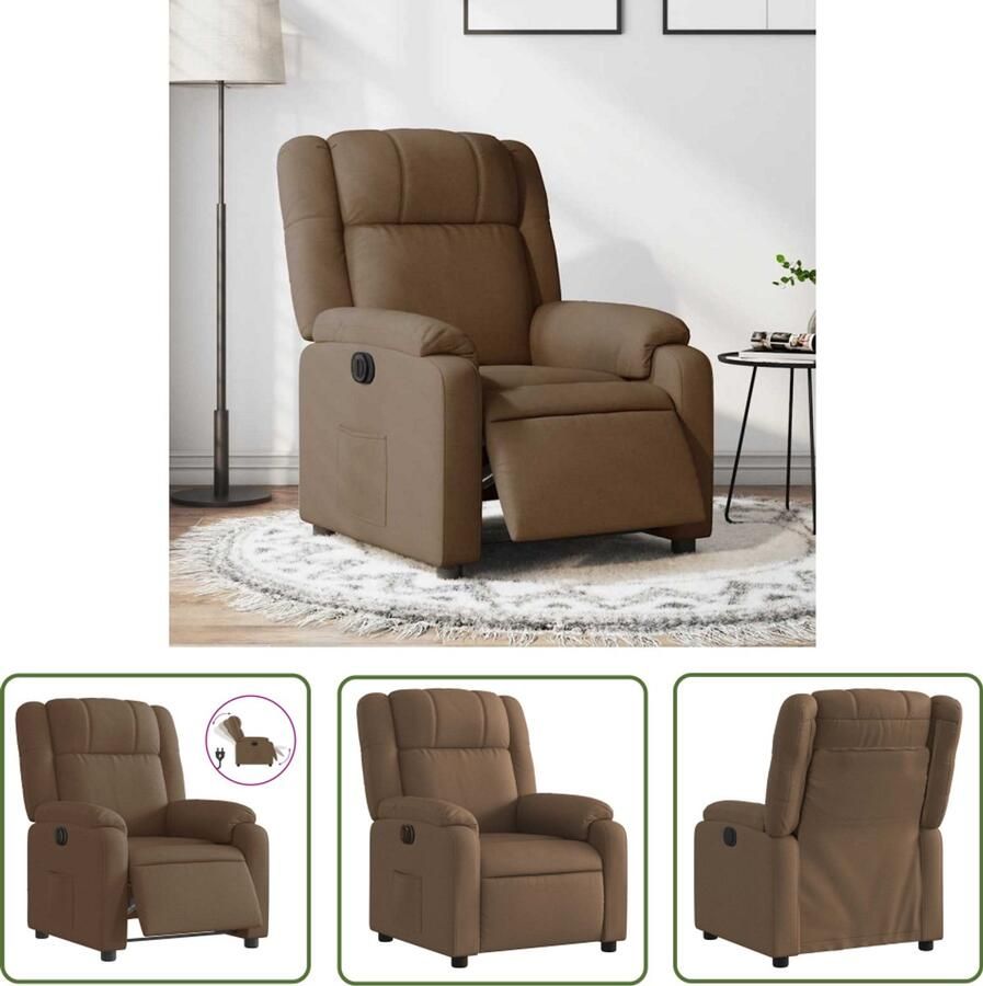 VidaXL Fauteuil verstelbaar elektrisch stof bruin Elektrische Fauteuil Verstelbare Fauteuil Lounge Stoel Relaxfauteuil Leesstoel