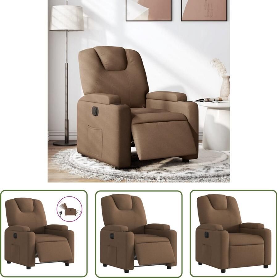 VidaXL Fauteuil verstelbaar elektrisch stof bruin Elektrische Fauteuil Verstelbare Fauteuil Lounge Stoel Relaxfauteuil Lederlook Fauteuil