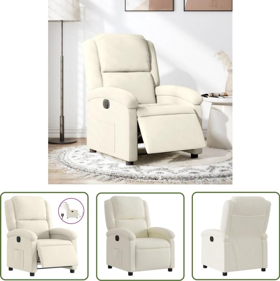 VidaXL Fauteuil verstelbaar elektrisch stof crèmekleurig Elektrische Fauteuil Verstelbare Fauteuil Lounge Stoel Relaxfauteuil Fauteuils