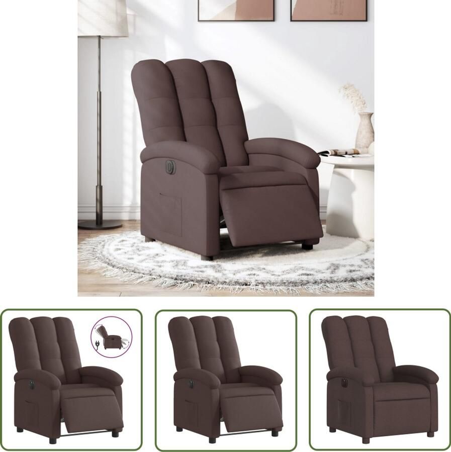 VidaXL Fauteuil verstelbaar elektrisch stof donkerbruin Elektrische Fauteuil Verstelbare Fauteuil Lederlook Fauteuil Loungefauteuil Relaxfauteuil