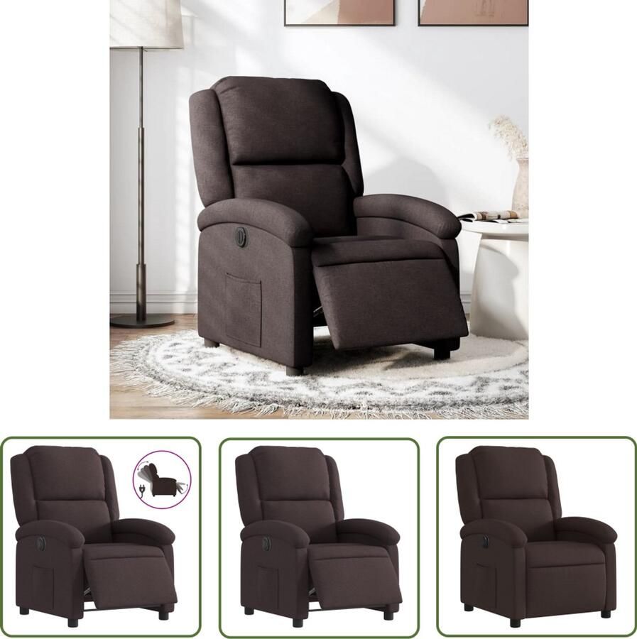 VidaXL Fauteuil verstelbaar elektrisch stof donkerbruin Elektrische Fauteuil Verstelbare Fauteuil Lounge Stoel Relaxfauteuil Lederlook Fauteuil