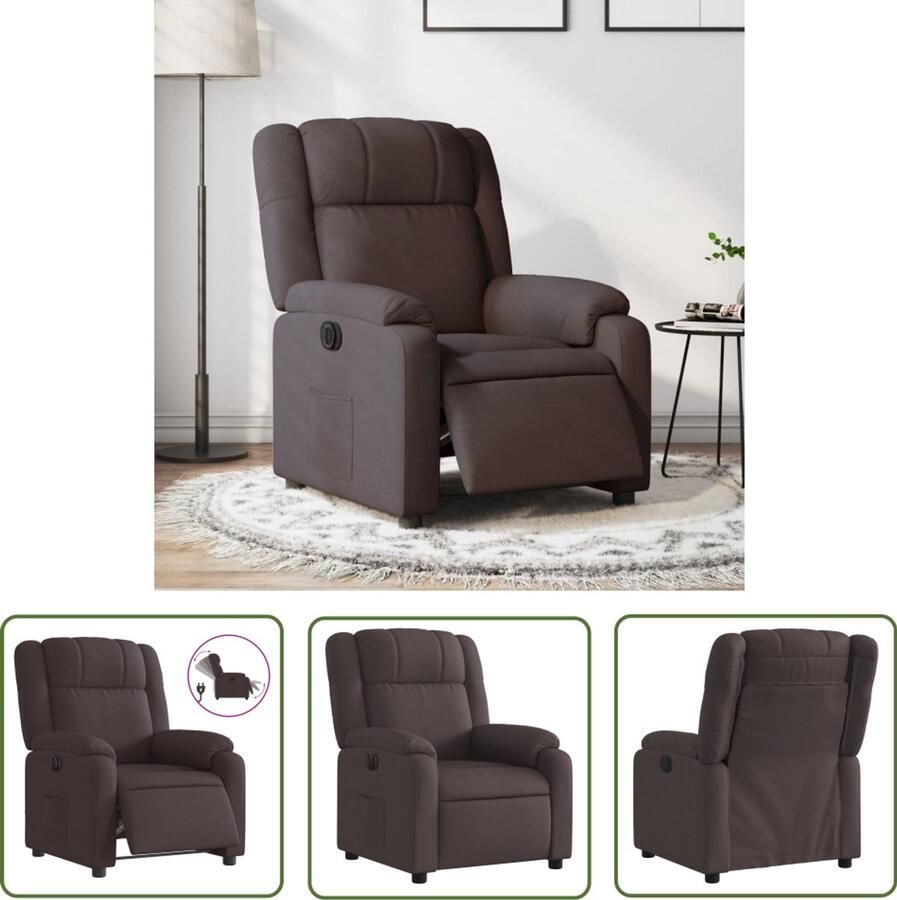 VidaXL Fauteuil verstelbaar elektrisch stof donkerbruin Elektrische Fauteuil Verstelbare Fauteuil Relaxfauteuil Lederlook Bruine Fauteuil