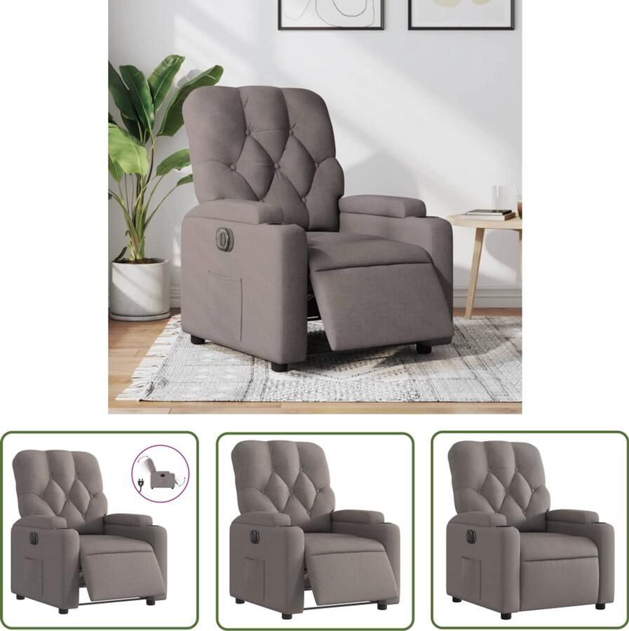 VidaXL Fauteuil verstelbaar elektrisch stof taupe Elektrische Fauteuil Verstelbare Fauteuil Lounge Fauteuil Relaxfauteuil Fauteuils