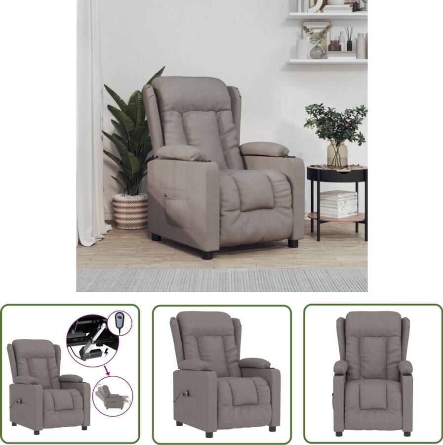 VidaXL Fauteuil verstelbaar elektrisch stof taupe Elektrische Fauteuil Verstelbare Fauteuil Lounge Fauteuil Relaxfauteuil Fauteuils Taupe