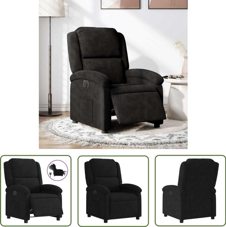 VidaXL Fauteuil verstelbaar elektrisch stof zwart Elektrische Fauteuil Verstelbare Fauteuil Lounge Fauteuil Lederen Fauteuil Zwarte Fauteuil