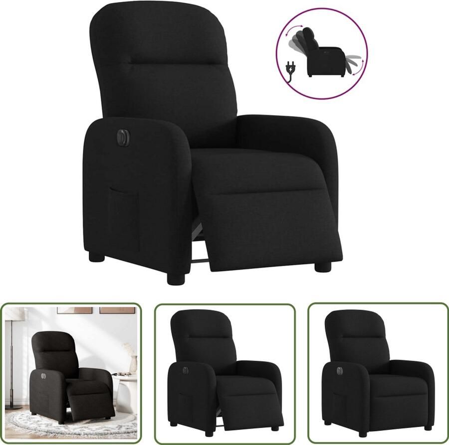 VidaXL Fauteuil verstelbaar elektrisch stof zwart Elektrische Fauteuil Verstelbare Fauteuil Lounge Stoel Relaxfauteuil Leesstoel