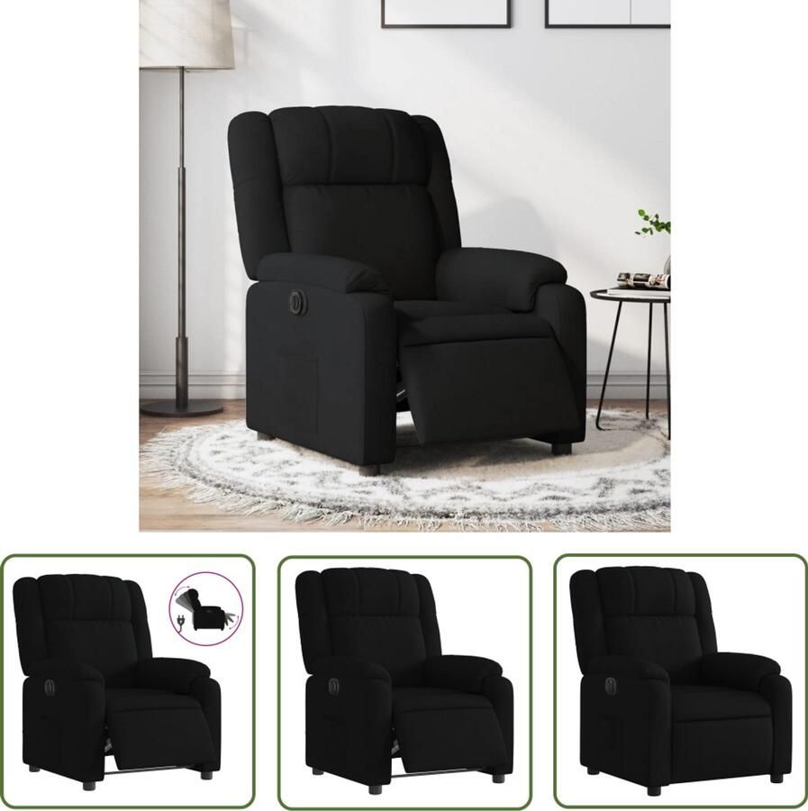 VidaXL Fauteuil verstelbaar elektrisch stof zwart Elektrische Fauteuil Verstelbare Fauteuil Loungefauteuil Leesfauteuil Relaxfauteuil