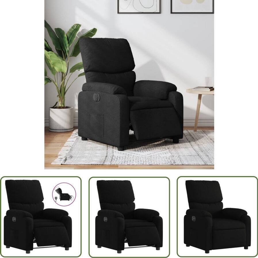 VidaXL Fauteuil verstelbaar elektrisch stof zwart Elektrische Fauteuil Verstelbare Fauteuil Zwarte Fauteuil Lounge Fauteuil Relaxfauteuil