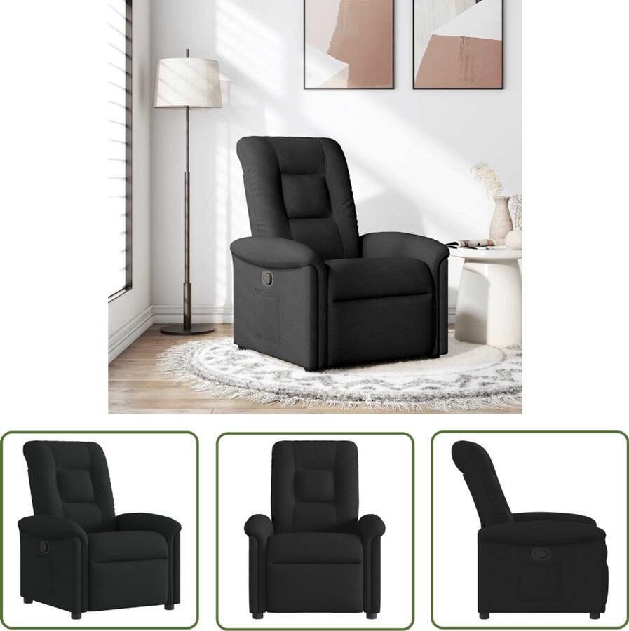 VidaXL Fauteuil verstelbaar stof zwart Fauteuil Verstelbare Fauteuil Lounge Stoel Relaxstoel Ergonomische Stoel