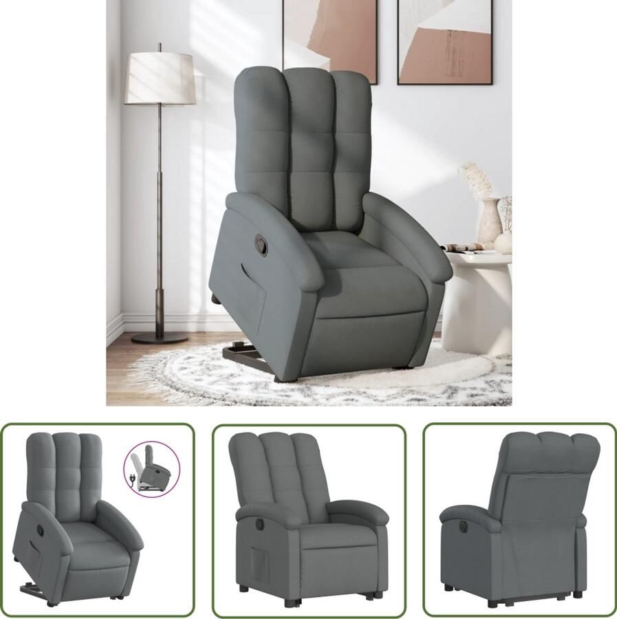 VidaXL Verstelbare Stoel Comfortstoelen Sta-op-stoel verstelbaar stof donkergrijs Elektrisch Bedienbare Stoel Sta Op Stoel Rolstoel Alternatief