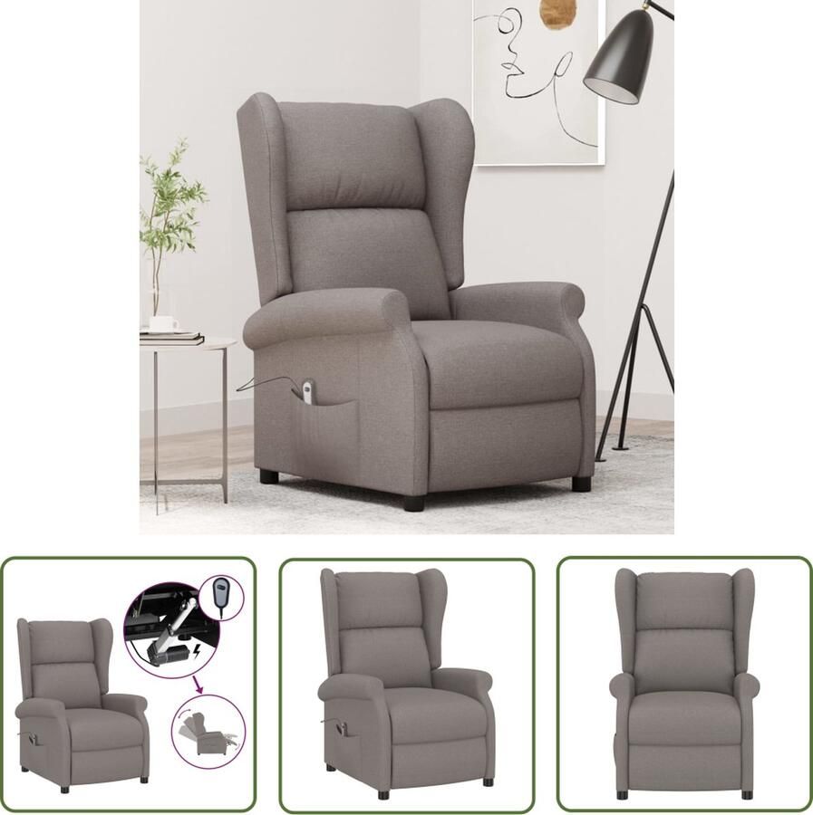 VidaXL Fauteuil verstelbaar elektrisch stof taupe Elektrische Fauteuil Verstelbare Stoel Loungestoel Relaxfauteuil Fauteuiltje