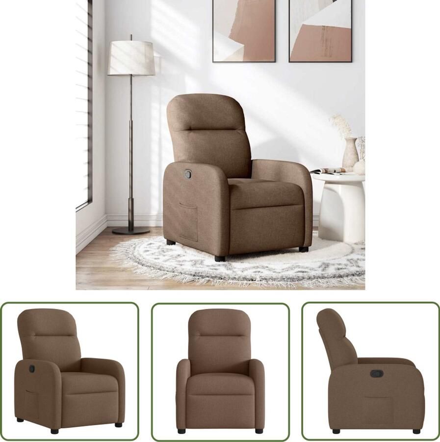 VidaXL Fauteuil verstelbaar stof bruin Fauteuil Verstelbare Stoel Lounge Stoel Relaxstoel Bruine Fauteuil